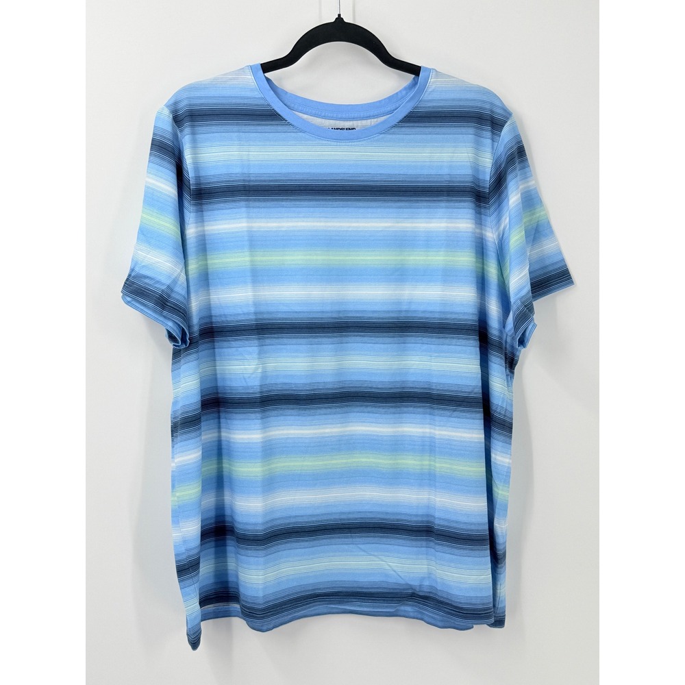 Lands End Womens sz 2X Blue Striped Short Sleeve Cotton T-Shirt nautical casual